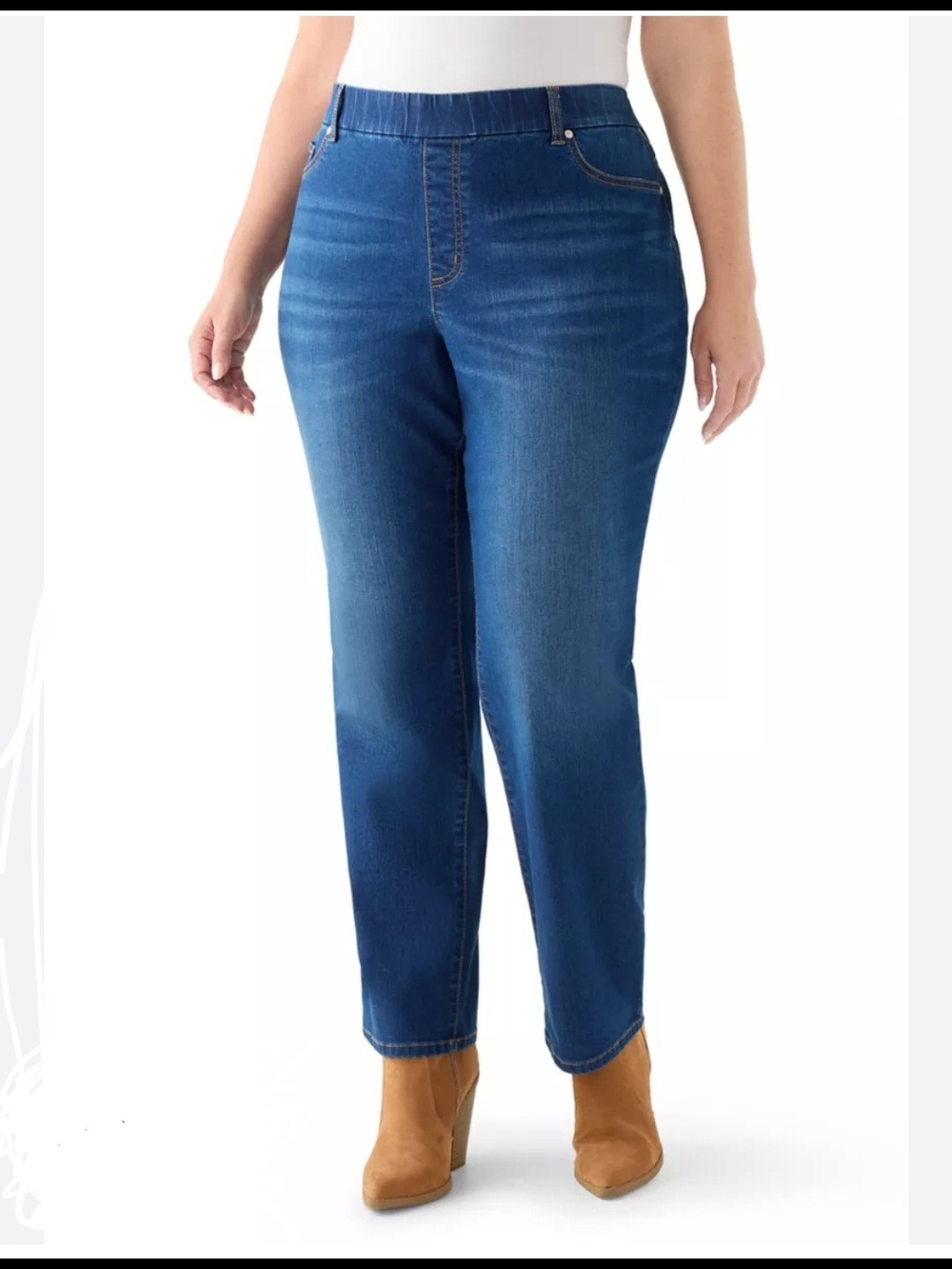 Avenue Straight-Leg Westbound Jeans in Medium Blue Wash 16 Short Causal Pullon